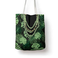 Green Hawaii Kukui Nut Lei Tote Bag Hawaiian Pattern Monstera Tropical Vibes - Polynesian Pride