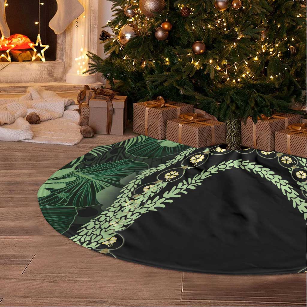 Green Hawaii Kukui Nut Lei Tree Skirt Hawaiian Pattern Monstera Tropical Vibes LT14 - Polynesian Pride