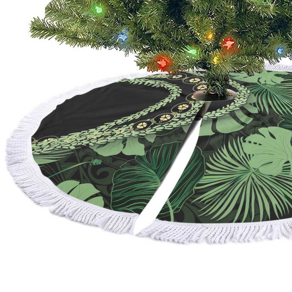 Green Hawaii Kukui Nut Lei Tree Skirt Hawaiian Pattern Monstera Tropical Vibes LT14 - Polynesian Pride