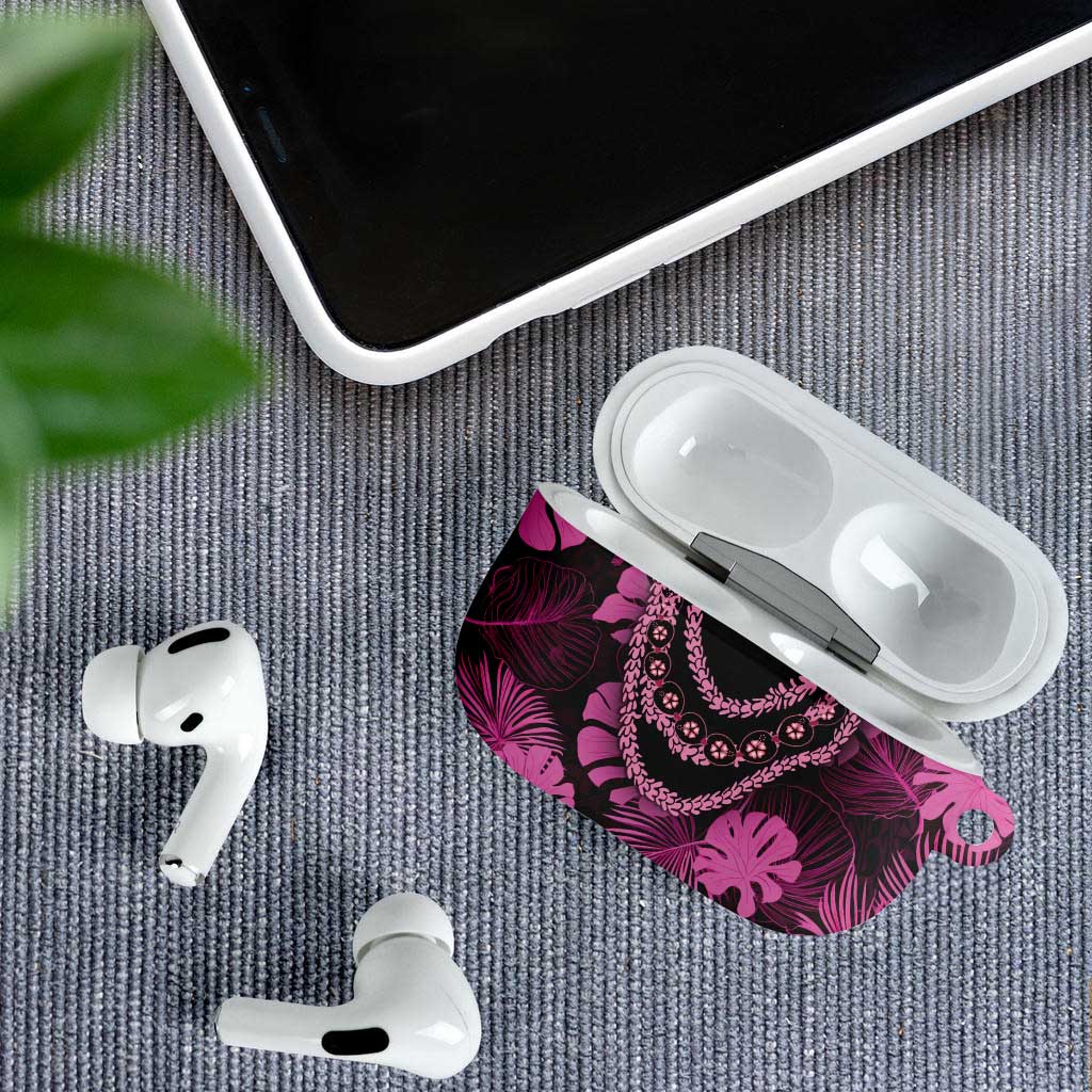 Pink Hawaii Kukui Nut Lei AirPods Case Hawaiian Pattern Monstera Tropical Vibes - Polynesian Pride