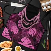 Pink Hawaii Kukui Nut Lei Apron Hawaiian Pattern Monstera Tropical Vibes LT14 Pink - Polynesian Pride