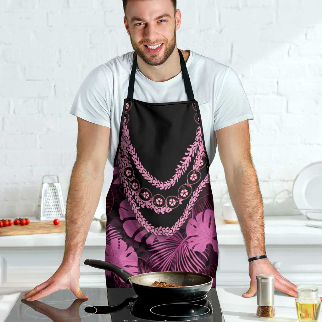 Pink Hawaii Kukui Nut Lei Apron Hawaiian Pattern Monstera Tropical Vibes LT14 - Polynesian Pride