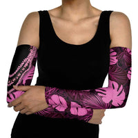 Pink Hawaii Kukui Nut Lei Arm Sleeves Hawaiian Pattern Monstera Tropical Vibes LT14 - Polynesian Pride