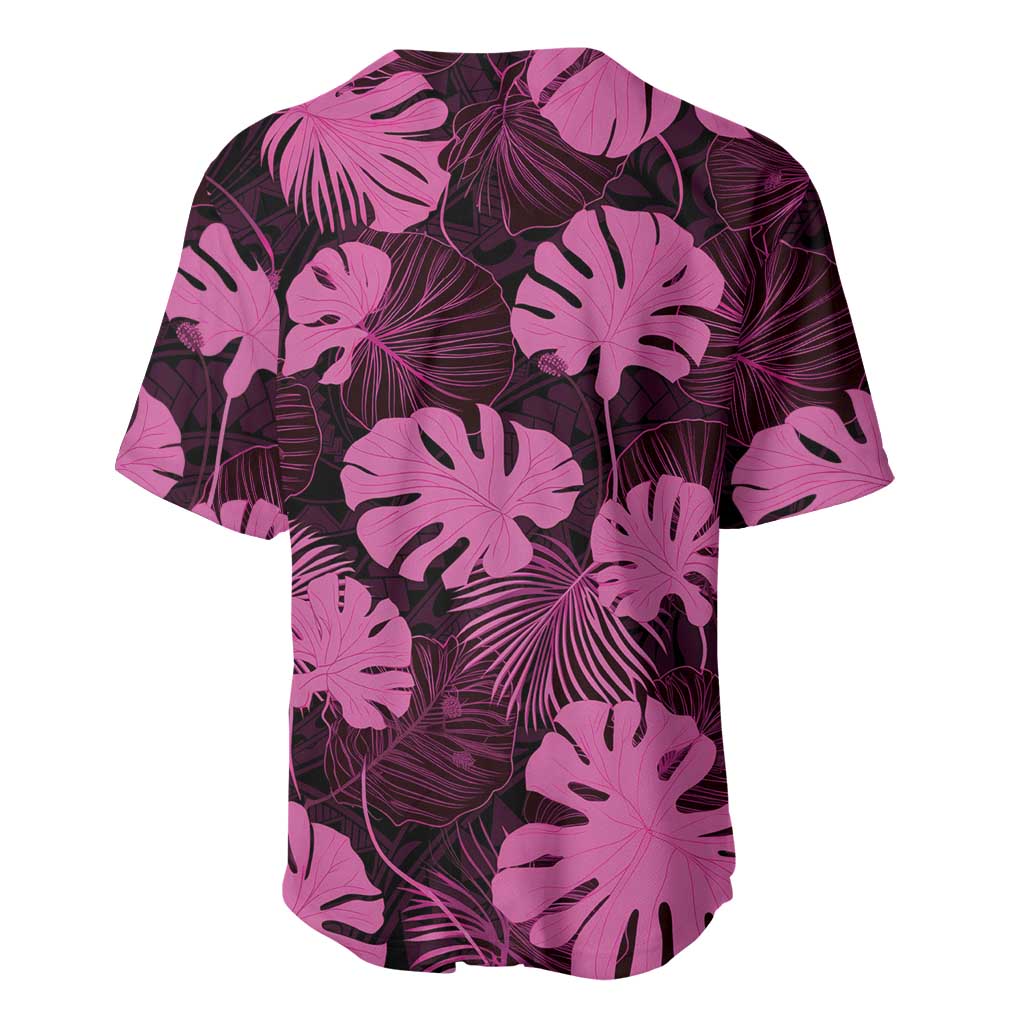 Pink Hawaii Kukui Nut Lei Baseball Jersey Hawaiian Pattern Monstera Tropical Vibes LT14 - Polynesian Pride