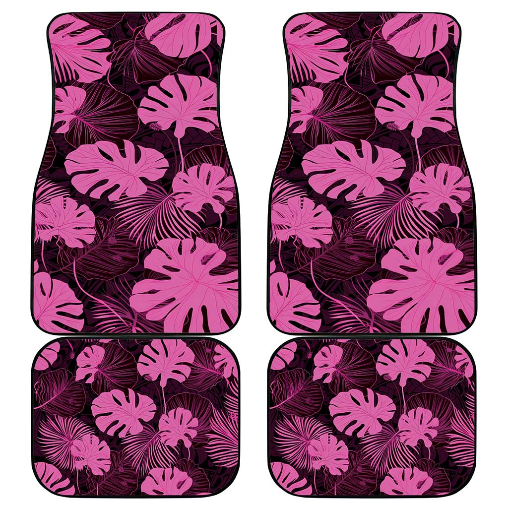 Pink Hawaii Kukui Nut Lei Car Mats Hawaiian Pattern Monstera Tropical Vibes - Polynesian Pride