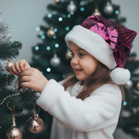 Pink Hawaii Kukui Nut Lei Christmas Santa Hat Hawaiian Pattern Monstera Tropical Vibes - Polynesian Pride