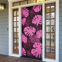 Pink Hawaii Kukui Nut Lei Door Cover Hawaiian Pattern Monstera Tropical Vibes - Polynesian Pride