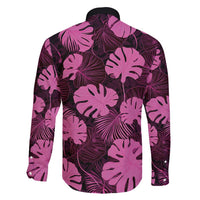 Pink Hawaii Kukui Nut Lei Family Matching Long Sleeve Bodycon Dress and Hawaiian Shirt Hawaiian Pattern Monstera Tropical Vibes - Polynesian Pride