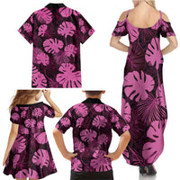 Pink Hawaii Kukui Nut Lei Family Matching Summer Maxi Dress and Hawaiian Shirt Hawaiian Pattern Monstera Tropical Vibes - Polynesian Pride