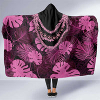 Pink Hawaii Kukui Nut Lei Hooded Blanket Hawaiian Pattern Monstera Tropical Vibes LT14 One Size Pink - Polynesian Pride