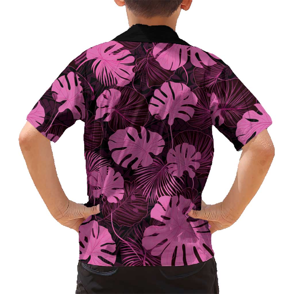 Pink Hawaii Kukui Nut Lei Kid Hawaiian Shirt Hawaiian Pattern Monstera Tropical Vibes - Polynesian Pride