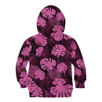 Pink Hawaii Kukui Nut Lei Kid Hoodie Hawaiian Pattern Monstera Tropical Vibes - Polynesian Pride