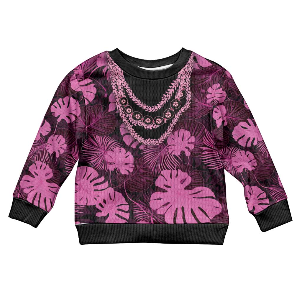 Pink Hawaii Kukui Nut Lei Kid Ugly Christmas Sweater Hawaiian Pattern Monstera Tropical Vibes LT14 Kid Pink - Polynesian Pride