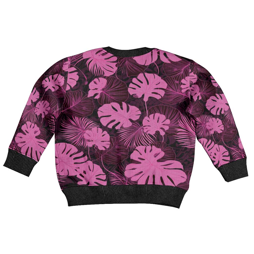 Pink Hawaii Kukui Nut Lei Kid Ugly Christmas Sweater Hawaiian Pattern Monstera Tropical Vibes LT14 - Polynesian Pride