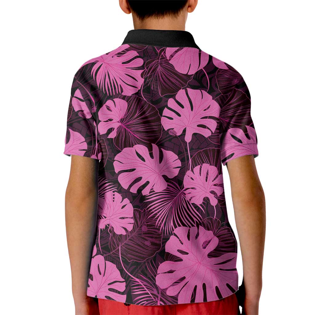 Pink Hawaii Kukui Nut Lei Kid Polo Shirt Hawaiian Pattern Monstera Tropical Vibes LT14 - Polynesian Pride