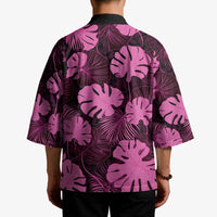 Pink Hawaii Kukui Nut Lei Kimono Hawaiian Pattern Monstera Tropical Vibes - Polynesian Pride
