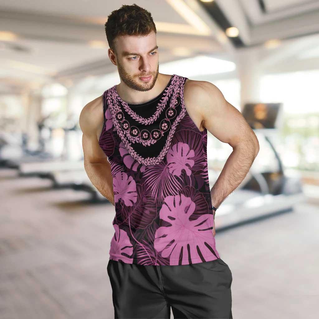 Pink Hawaii Kukui Nut Lei Men Tank Top Hawaiian Pattern Monstera Tropical Vibes LT14 Pink - Polynesian Pride