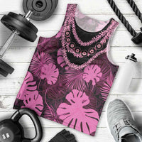 Pink Hawaii Kukui Nut Lei Men Tank Top Hawaiian Pattern Monstera Tropical Vibes LT14 - Polynesian Pride