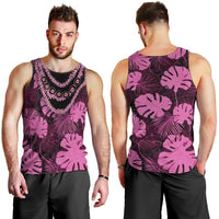 Pink Hawaii Kukui Nut Lei Men Tank Top Hawaiian Pattern Monstera Tropical Vibes LT14 - Polynesian Pride