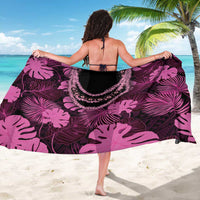 Pink Hawaii Kukui Nut Lei Sarong Hawaiian Pattern Monstera Tropical Vibes - Polynesian Pride