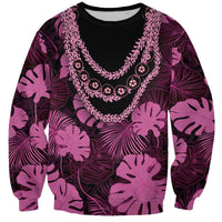 Pink Hawaii Kukui Nut Lei Sweatshirt Hawaiian Pattern Monstera Tropical Vibes LT14 Unisex Pink - Polynesian Pride