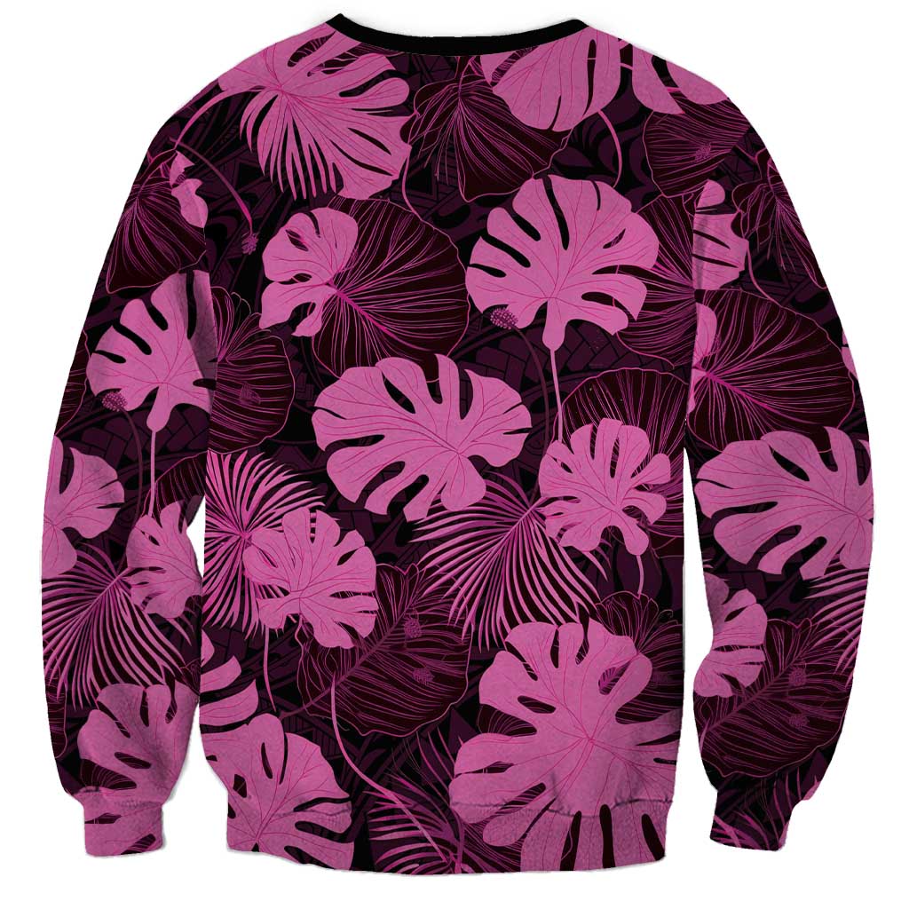 Pink Hawaii Kukui Nut Lei Sweatshirt Hawaiian Pattern Monstera Tropical Vibes LT14 - Polynesian Pride