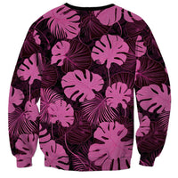 Pink Hawaii Kukui Nut Lei Sweatshirt Hawaiian Pattern Monstera Tropical Vibes LT14 - Polynesian Pride
