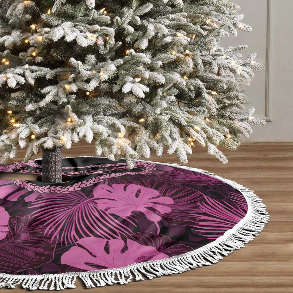 Pink Hawaii Kukui Nut Lei Tree Skirt Hawaiian Pattern Monstera Tropical Vibes LT14 - Polynesian Pride