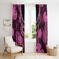 Pink Hawaii Kukui Nut Lei Window Curtain Hawaiian Pattern Monstera Tropical Vibes - Polynesian Pride
