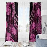 Pink Hawaii Kukui Nut Lei Window Curtain Hawaiian Pattern Monstera Tropical Vibes - Polynesian Pride