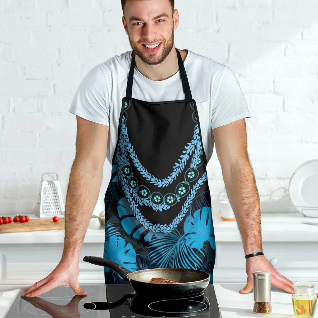 Blue Hawaii Kukui Nut Lei Apron Hawaiian Pattern Monstera Tropical Vibes LT14 - Polynesian Pride