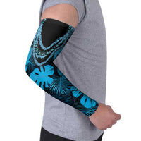 Blue Hawaii Kukui Nut Lei Arm Sleeves Hawaiian Pattern Monstera Tropical Vibes LT14 - Polynesian Pride
