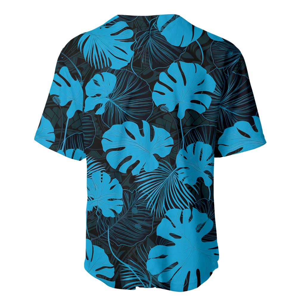 Blue Hawaii Kukui Nut Lei Baseball Jersey Hawaiian Pattern Monstera Tropical Vibes LT14 - Polynesian Pride