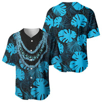 Blue Hawaii Kukui Nut Lei Baseball Jersey Hawaiian Pattern Monstera Tropical Vibes LT14 - Polynesian Pride