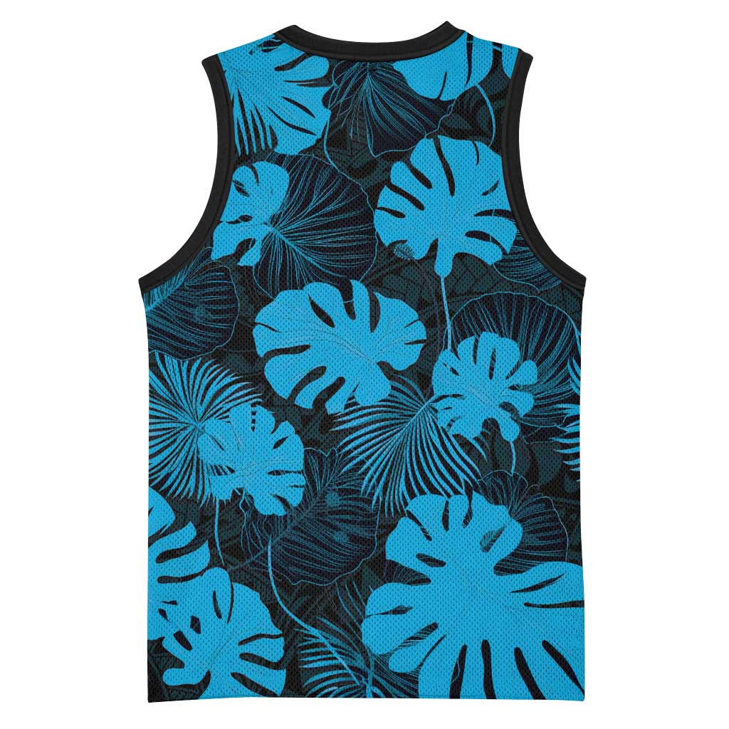 Blue Hawaii Kukui Nut Lei Basketball Jersey Hawaiian Pattern Monstera Tropical Vibes LT14 - Polynesian Pride