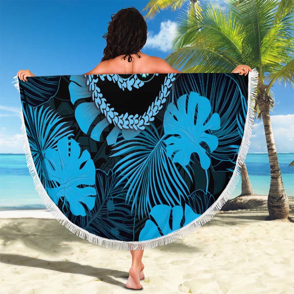 Blue Hawaii Kukui Nut Lei Beach Blanket Hawaiian Pattern Monstera Tropical Vibes - Polynesian Pride