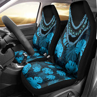 Blue Hawaii Kukui Nut Lei Car Seat Cover Hawaiian Pattern Monstera Tropical Vibes - Polynesian Pride