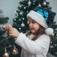 Blue Hawaii Kukui Nut Lei Christmas Santa Hat Hawaiian Pattern Monstera Tropical Vibes - Polynesian Pride