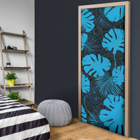 Blue Hawaii Kukui Nut Lei Door Cover Hawaiian Pattern Monstera Tropical Vibes - Polynesian Pride