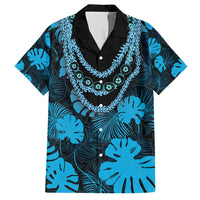 Blue Hawaii Kukui Nut Lei Family Matching Short Sleeve Bodycon Dress and Hawaiian Shirt Hawaiian Pattern Monstera Tropical Vibes - Polynesian Pride