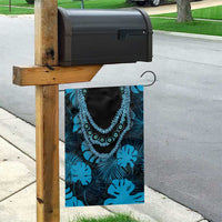 Blue Hawaii Kukui Nut Lei Garden Flag Hawaiian Pattern Monstera Tropical Vibes - Polynesian Pride