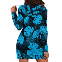 Blue Hawaii Kukui Nut Lei Hoodie Dress Hawaiian Pattern Monstera Tropical Vibes - Polynesian Pride