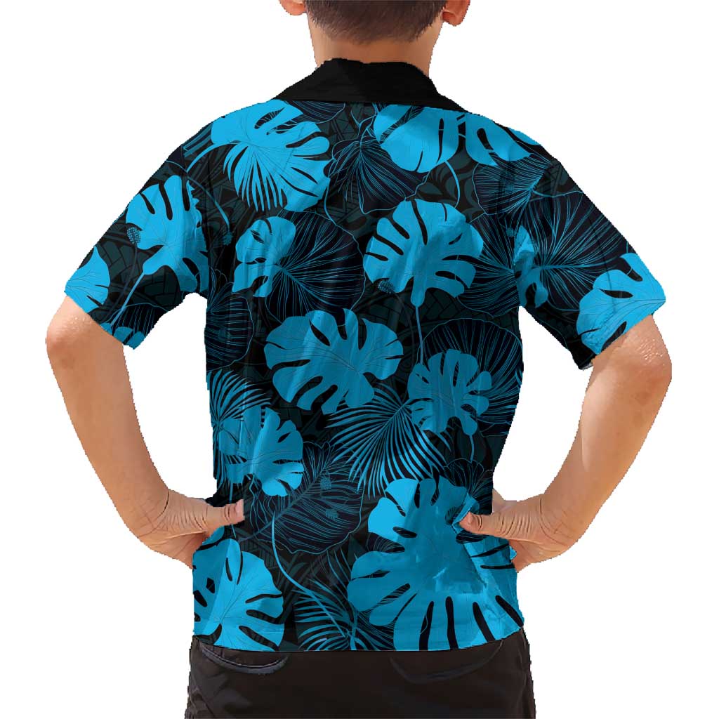 Blue Hawaii Kukui Nut Lei Kid Hawaiian Shirt Hawaiian Pattern Monstera Tropical Vibes LT14 - Polynesian Pride