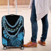 Blue Hawaii Kukui Nut Lei Luggage Cover Hawaiian Pattern Monstera Tropical Vibes - Polynesian Pride