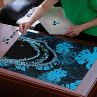 Blue Hawaii Kukui Nut Lei Puzzle Hawaiian Pattern Monstera Tropical Vibes LT14 - Polynesian Pride