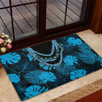 Blue Hawaii Kukui Nut Lei Rubber Doormat Hawaiian Pattern Monstera Tropical Vibes LT14 - Polynesian Pride