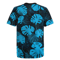 Blue Hawaii Kukui Nut Lei Rugby Jersey Hawaiian Pattern Monstera Tropical Vibes - Polynesian Pride