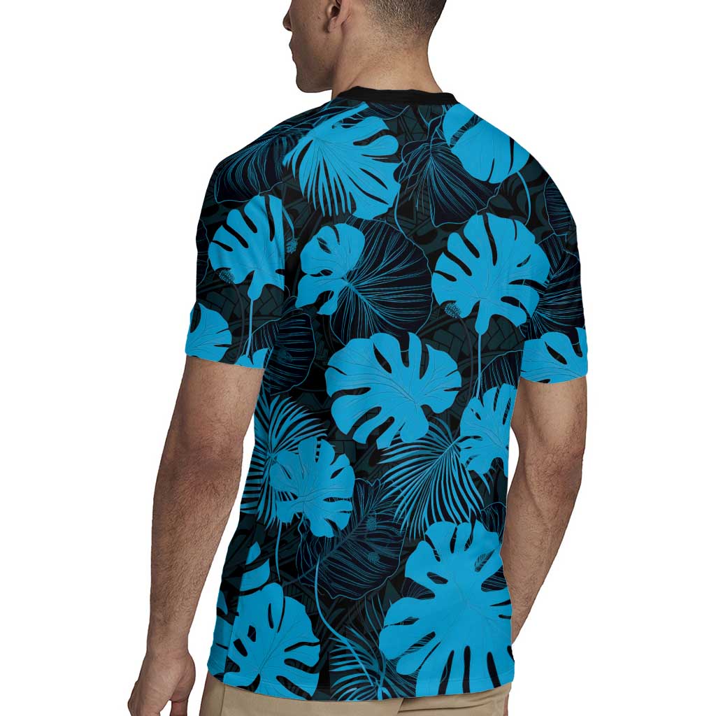 Blue Hawaii Kukui Nut Lei Rugby Jersey Hawaiian Pattern Monstera Tropical Vibes - Polynesian Pride