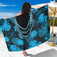 Blue Hawaii Kukui Nut Lei Sarong Hawaiian Pattern Monstera Tropical Vibes - Polynesian Pride