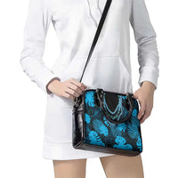 Blue Hawaii Kukui Nut Lei Shoulder Handbag Hawaiian Pattern Monstera Tropical Vibes - Polynesian Pride